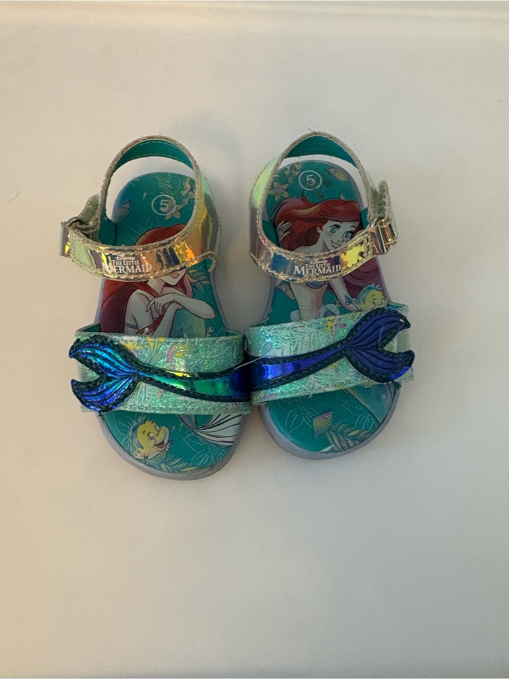 The Little Mermaid iridescent shimmery infant toddler sandals size 5